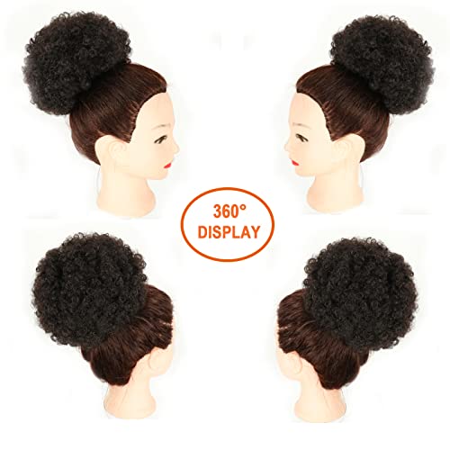 THEMIS HAIR Afro Puff Drawstring Ponytail - Heat-Resistant Curly Extension in Dark Brown