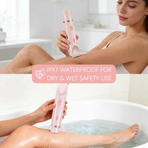 ZIOU Pink Bikini Trimmer for Women - 2-in-1 Electric Razor