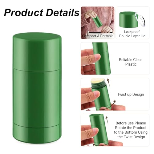 10 Pcs Empty Deodorant Containers, 1.4 oz Refillable Twist-Up Tubes - Green