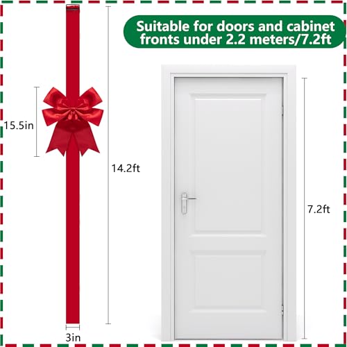14 Ft Large Red Christmas Door Bow - Adjustable Holiday Decor