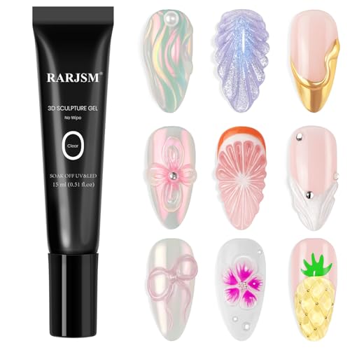 RARJSM 3D Sculpting Gel for Nail Art - Clear UV/LED Curing