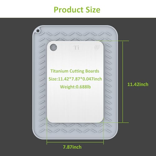 Rexspt 100% Pure Titanium Cutting Board - Double-Sided, Food-Grade