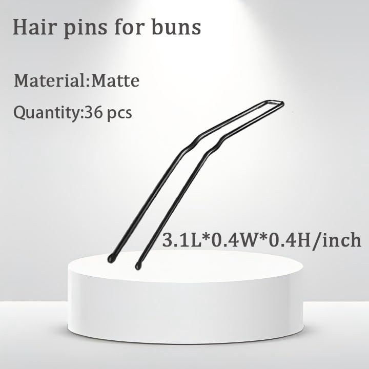 U-Shaped Hair Pins for Buns - 36 Pcs Large Black Bobby Pins for Thick & Curly Hair | 3 Inch Length