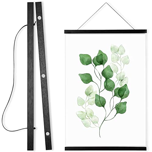 WITCOLOR Magnetic Black Wood Poster Frame Hanger - 11"