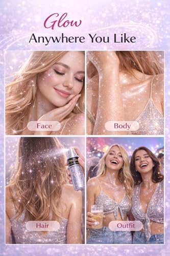Sovano Glint Rainbow Hair & Body Glitter Dry Powder Spray (10g Glitter) 25g Bottle