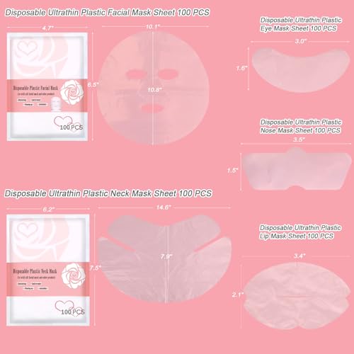 Disposable Facial Mask Sheets Set - Moisturizing Full Face & Neck Skin Care Masks