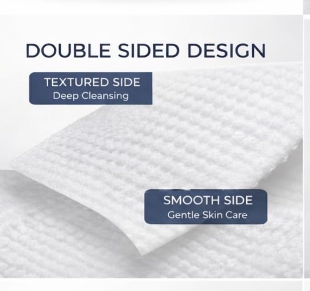 Disposable Face Towels - Ultra Soft Plant-Based Facial Towels for Makeup Removal | XL 50 Count, 10 x 12 Inch