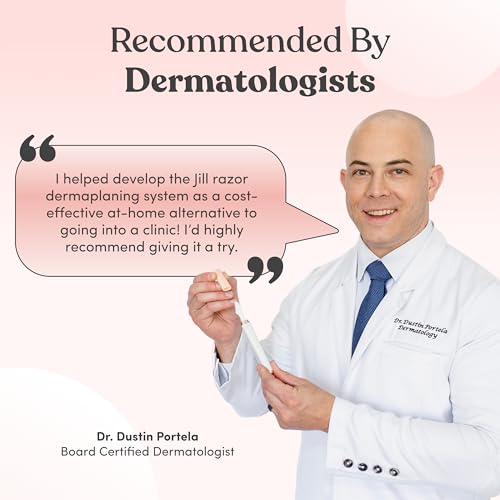 Jill V1 Dermaplane Razor Trial Kit ? Beginner Facial Hair Removal & Exfoliation Set with V1 Shave Wand, 2 V1 Dermaplane Blades & Cleaning Cloth ? Only Compatible with V1 Refill Blades
