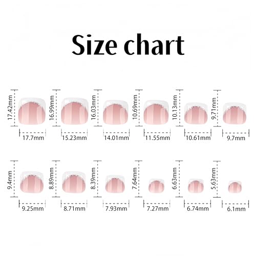24 Pcs French Tip Press-On Toenails - Glossy Glitter Short Square