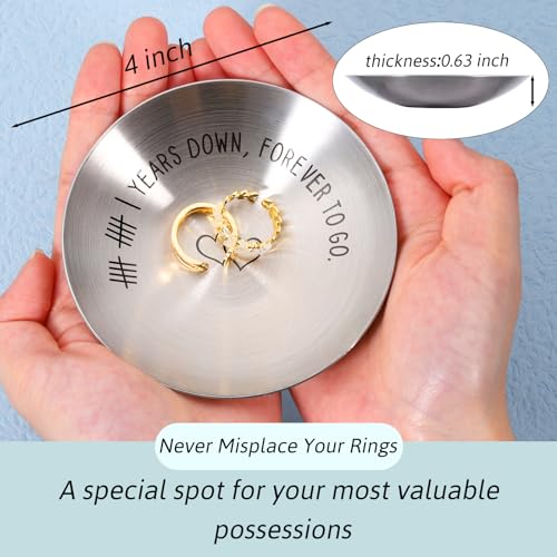 11th Anniversary Stainless Steel Ring Holder - Engraved Gift for Couples
