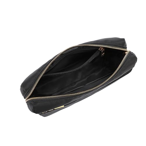 YONBEN Nylon Black Cosmetic Bag with Multiple Compartments - Travel Toiletry Organizer for Women
