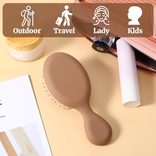 KFHENSOMR Dark Brown Travel Mini Boar Bristle Hair Brush for All Hair Types