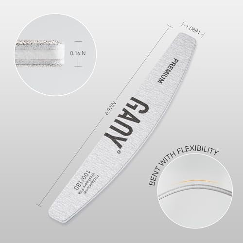 GAOY 10Pcs Professional Nail Files - 100/180 Grit Washable Emery Boards