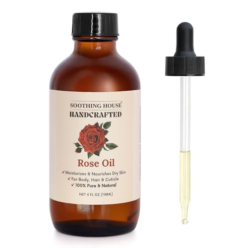 Soothing House Rose Body Oil – Hydrating Jojoba & Vitamin E Skin Oil, 4 oz