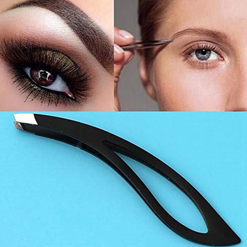 SZWENFA Stainless Steel Slant Tweezers for Eyebrow & Eyelash Hair Removal