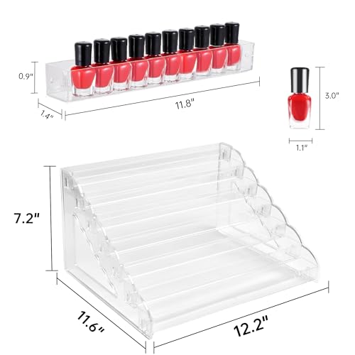 7-Tier Nail Polish Organizer Rack - Clear Acrylic Holds 96 Bottles, Space-Saving Storage
