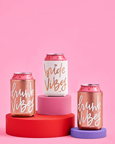 Bride Vibes Can Cooler Set - 10 Pack, White & Rose Gold