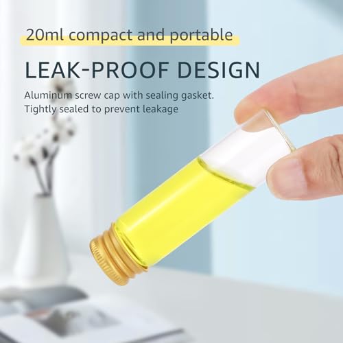 20ml Clear Glass Vials with Screw Caps - 35-Pack Small Sample Jars