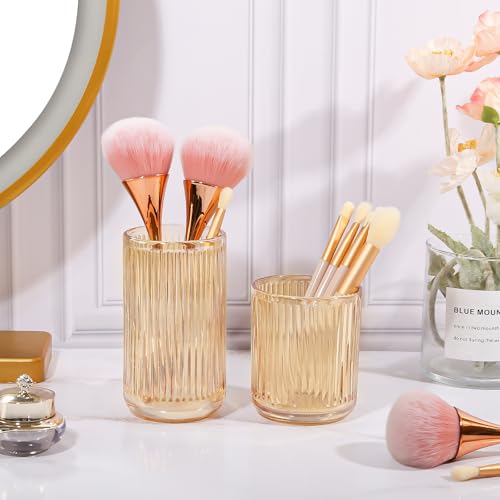 DASITON Crystal Glass Makeup Brush Holder Organizer - Coffee L