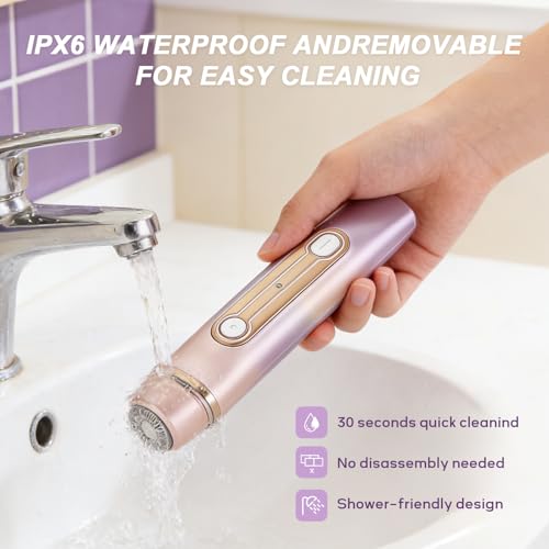 Bikini Trimmer for Women, Waterproof Electric Razors for Women with Dual Head Design,Painless Bikini Shaver & Womens Electric Razor for Face & Body, Cordless Rechargeable,Purple2