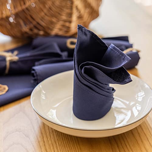 Navy Blue Cloth Napkins Set of 12 - 17x17 Inch Polyester Dinner Napkins