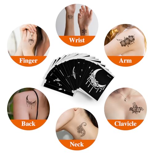 20 Sheets Temporary Tattoo Stencil Kit Mehn di Stencils for Kids Teens Adults