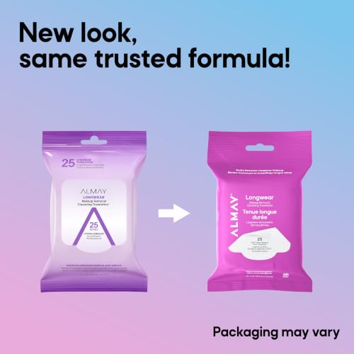Almay Longwear Makeup Remover Wipes - Hypoallergenic & Fragrance-Free (Pack of 2)