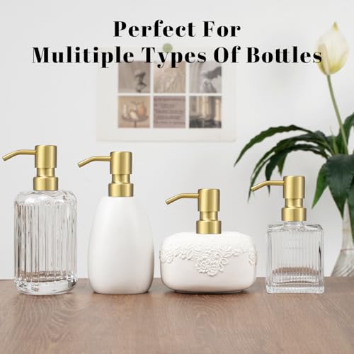 304 Stainless Steel Soap Dispenser Pump Replacement - 2 Pack, Brushed Gold