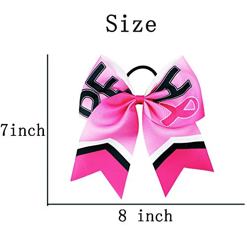 Breast Cancer Awareness Ribbon Hair Bow Ponytail Holder Pink Out Bow BCA01 Pink-A2