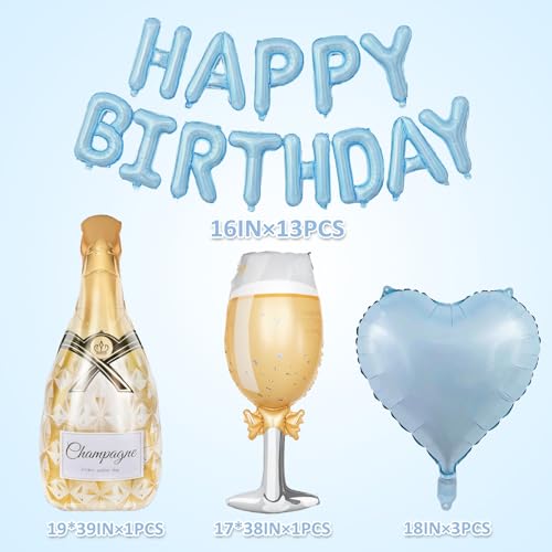 Amandir Blue Birthday Decorations Set with Balloons & Cake Topper