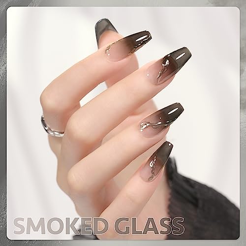 GAOY Jelly Nude Black Gel Nail Polish 16ml Soak Off UV Light Cure for Nail Art (Black, Clear, Transparent) - Long-Lasting Sheer Translucent