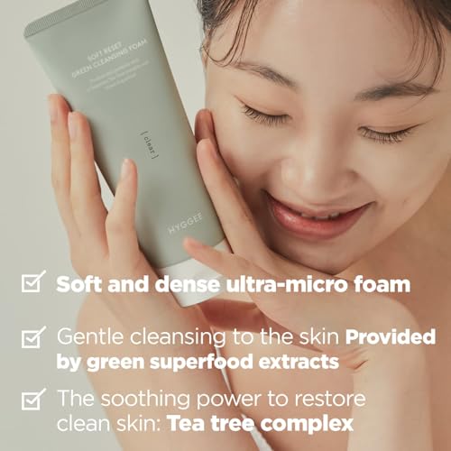 HYGGEE Soft Reset Green Cleansing Foam - Tea Tree Face Wash, 5.07 oz