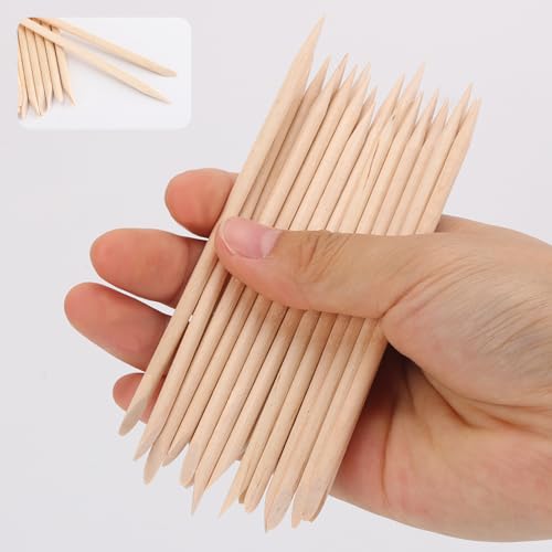 200pcs 4.5" Orange Wood Cuticle Pushers for Manicure & Pedicure