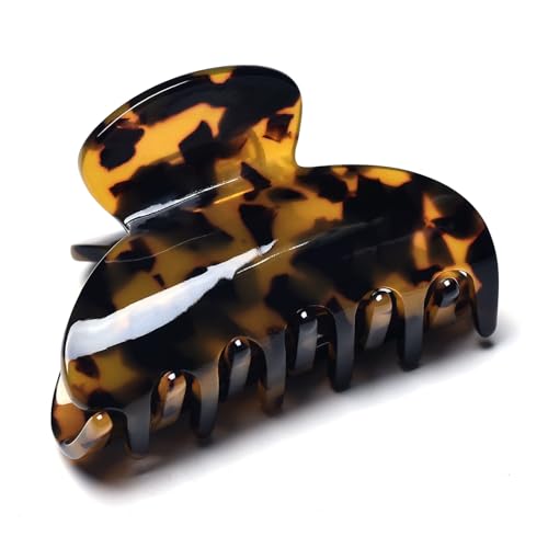 Medium Tortoise Claw Hair Clips for Women - 3 Pack with Leopard Print