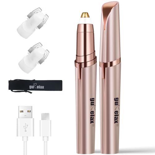 Gurelax Rose Gold Electric Eyebrow Trimmer for Sensitive Skin, Painless & Precise