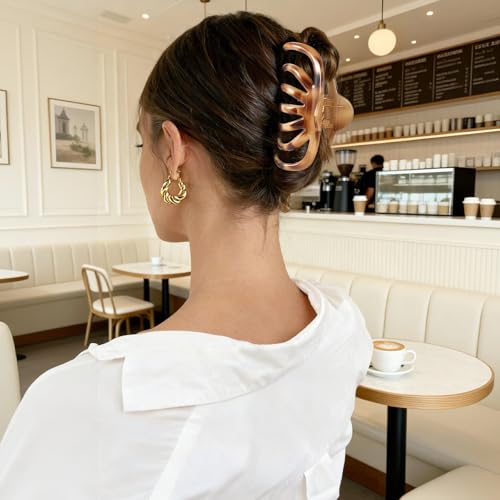 Large Tortoise Shell Claw Clips for Thick Hair - 4 Pack, Non-Slip Hair Accessories