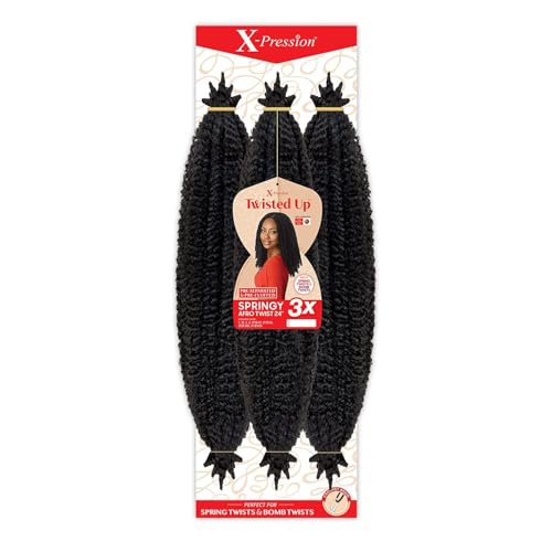 Outre X-Pression Twisted Up Afro Twist Crochet Hair 24 Inches, 3X Springy Kinky Faux Locs