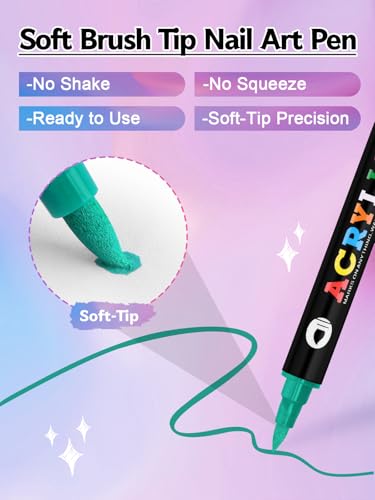 EBANKU 24 Colors Nail Art Pens Double Head Quick-Drying Markers for DIY Nail Design (Variation B)