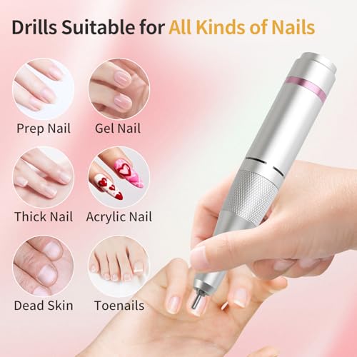 Vinid Professional Electric Nail Drill, 38,000RPM Rechargeable Manicure Kit