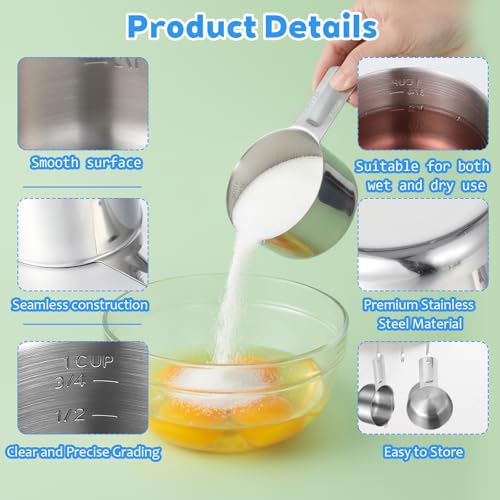 Stainless Steel Measuring Cup Set - 6 Pcs with Etched Measurements