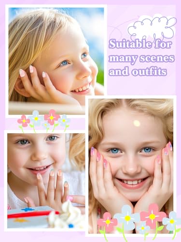 78 Pieces Press on Nails for Kids - EBANKU Pink Star/3P Set