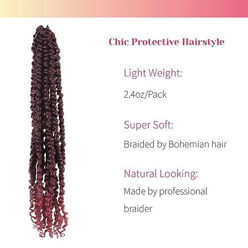 BOHOBABE 18-Inch Passion Twist Crochet Hair - 8 Packs Pre-Looped Braids