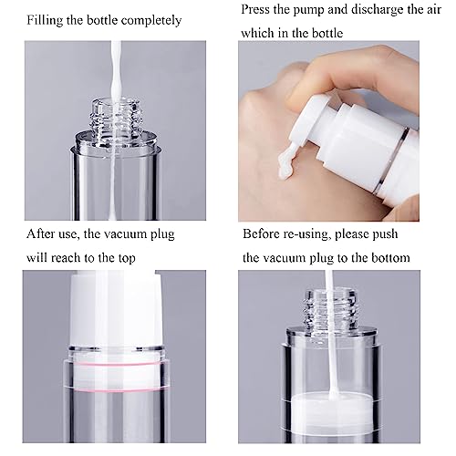 Qeuly 3-Pack Airless Pump Bottles - 0.5 oz Travel Size Dispensers