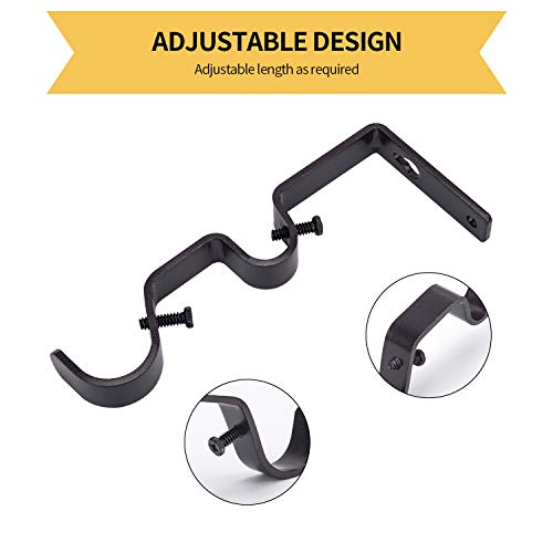 Heavy Duty Bronze Double Curtain Rod Brackets - Set of 3