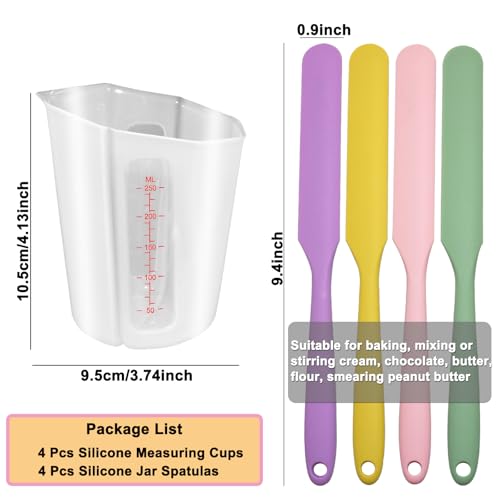 Silicone Measuring Cups Set - 4 Flexible 250ml Cups & Spatulas