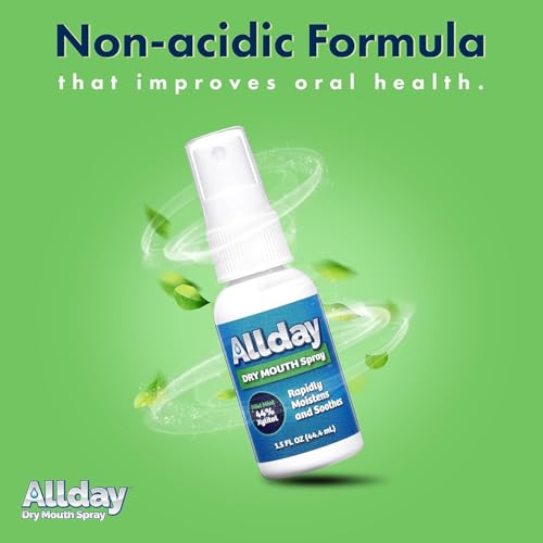 Allday Dry Mouth Spray Max Strength with Xylitol 1.5 Fl Oz Pack of 2 - Non-Acidic, Fast Acting, Sugar-Free Oral Care