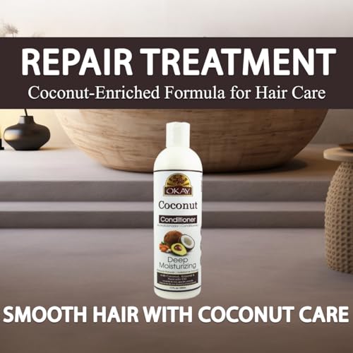 OKAY Coconut Deep Moisturizing Hair Conditioner 12oz - Hydrating Sulfate-Free for Dry & Damaged Hair