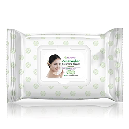 Epielle Cucumber Natural Makeup Remover Wipes 240 Count Pack, Gentle Facial Cleansing Towelettes with Collagen & Argan Oil