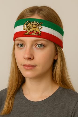 Iran National Flag Headband with Lion and Sun Emblem - Persia