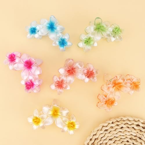 Ondder Large Matte Hawaiian Flower Hair Claw Clips for Women - Color C